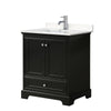 Custom image for Dark Espresso with Polished Chrome Trim / Carrara Cultured Marble, Rectangular Sink / No Mirror