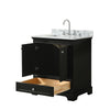 Custom image for Dark Espresso with Polished Chrome Trim / White Carrara Marble, Rectangular Sink / No Mirror