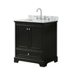 Custom image for Dark Espresso with Polished Chrome Trim / White Carrara Marble, Rectangular Sink / No Mirror