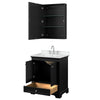 Custom image for Dark Espresso with Polished Chrome Trim / White Cultured Marble, Rectangular Sink / Medicine Cabinet