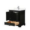 Custom image for Dark Espresso with Polished Chrome Trim / White Quartz, Rectangular Sink / No Mirror