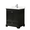Custom image for Dark Espresso with Polished Chrome Trim / White Quartz, Rectangular Sink / No Mirror