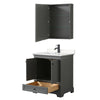 Custom image for Dark Gray with Matte Black Trim / Carrara Cultured Marble, Rectangular Sink / Medicine Cabinet