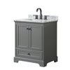 Custom image for Dark Gray with Matte Black Trim / White Carrara Marble, Rectangular Sink / No Mirror
