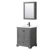Custom image for Dark Gray with Matte Black Trim / White Cultured Marble, Rectangular Sink / Medicine Cabinet