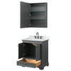 Custom image for Dark Gray with Matte Black Trim / White Cultured Marble, Rectangular Sink / Medicine Cabinet