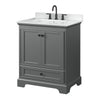 Custom image for Dark Gray with Matte Black Trim / White Cultured Marble, Rectangular Sink / No Mirror