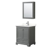 Custom image for Dark Gray with Polished Chrome Trim / Carrara Cultured Marble, Rectangular Sink / Medicine Cabinet