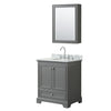 Custom image for Dark Gray with Polished Chrome Trim / White Carrara Marble, Oval Sink / Medicine Cabinet
