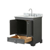 Custom image for Dark Gray with Polished Chrome Trim / White Carrara Marble, Oval Sink / No Mirror