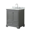 Custom image for Dark Gray with Polished Chrome Trim / White Carrara Marble, Oval Sink / No Mirror