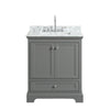 Custom image for Dark Gray with Polished Chrome Trim / White Carrara Marble, Rectangular Sink / No Mirror