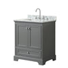 Custom image for Dark Gray with Polished Chrome Trim / White Carrara Marble, Rectangular Sink / No Mirror