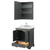 Custom image for Dark Gray with Polished Chrome Trim / White Cultured Marble, Rectangular Sink / Medicine Cabinet