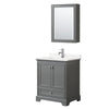 Custom image for Dark Gray with Polished Chrome Trim / White Quartz, Rectangular Sink / Medicine Cabinet