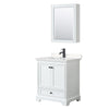 Custom image for White with Matte Black Trim / Carrara Cultured Marble, Rectangular Sink / Medicine Cabinet