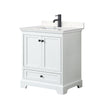 Custom image for White with Matte Black Trim / Carrara Cultured Marble, Rectangular Sink / No Mirror