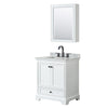 Custom image for White with Matte Black Trim / White Carrara Marble, Rectangular Sink / Medicine Cabinet