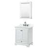 Custom image for White with Matte Black Trim / White Cultured Marble, Rectangular Sink / Medicine Cabinet