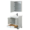 Custom image for White with Matte Black Trim / White Quartz, Rectangular Sink / Medicine Cabinet