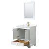 Custom image for White with Brushed Gold Trim / Carrara Cultured Marble, Rectangular Sink / 24