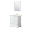 Custom image for White with Brushed Gold Trim / Carrara Cultured Marble, Rectangular Sink / 24