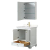 Custom image for White with Brushed Gold Trim / Carrara Cultured Marble, Rectangular Sink / Medicine Cabinet