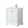 Custom image for White with Brushed Gold Trim / Carrara Cultured Marble, Rectangular Sink / No Mirror
