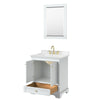 Custom image for White with Brushed Gold Trim / Carrara Cultured Marble, Rectangular Sink / 24