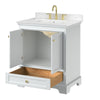 Custom image for White with Brushed Gold Trim / Carrara Cultured Marble, Rectangular Sink / No Mirror