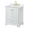 Custom image for White with Brushed Gold Trim / Carrara Cultured Marble, Rectangular Sink / No Mirror