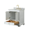 Custom image for White with Brushed Gold Trim / White Carrara Marble, Oval Sink / No Mirror