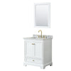 Custom image for White with Brushed Gold Trim / White Carrara Marble, Rectangular Sink / 24