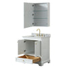 Custom image for White with Brushed Gold Trim / White Carrara Marble, Rectangular Sink / Medicine Cabinet