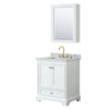 Custom image for White with Brushed Gold Trim / White Carrara Marble, Rectangular Sink / Medicine Cabinet