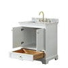 Custom image for White with Brushed Gold Trim / White Carrara Marble, Rectangular Sink / No Mirror