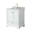 Custom image for White with Brushed Gold Trim / White Carrara Marble, Rectangular Sink / No Mirror