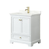 Custom image for White with Brushed Gold Trim / Giotto Quartz, Rectangular Sink / No Mirror