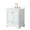 Custom image for White with Brushed Gold Trim / Giotto Quartz, Rectangular Sink / No Mirror