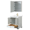 Custom image for White with Brushed Gold Trim / White Cultured Marble, Rectangular Sink / Medicine Cabinet