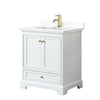 Custom image for White with Brushed Gold Trim / White Cultured Marble, Rectangular Sink / No Mirror