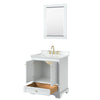 Custom image for White with Brushed Gold Trim / White Cultured Marble, Rectangular Sink / 24