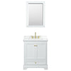 Custom image for White with Brushed Gold Trim / White Cultured Marble, Rectangular Sink / Medicine Cabinet
