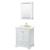 Custom image for White with Brushed Gold Trim / White Cultured Marble, Rectangular Sink / Medicine Cabinet
