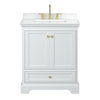 Custom image for White with Brushed Gold Trim / White Cultured Marble, Rectangular Sink / No Mirror