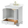 Custom image for White with Brushed Gold Trim / White Cultured Marble, Rectangular Sink / No Mirror