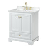 Custom image for White with Brushed Gold Trim / White Cultured Marble, Rectangular Sink / No Mirror