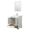 Custom image for White with Brushed Gold Trim / White Quartz, Rectangular Sink / 24