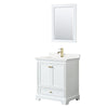 Custom image for White with Brushed Gold Trim / White Quartz, Rectangular Sink / 24