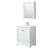 Custom image for White with Brushed Gold Trim / White Quartz, Rectangular Sink / Medicine Cabinet